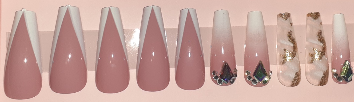 Nails- White & Gold