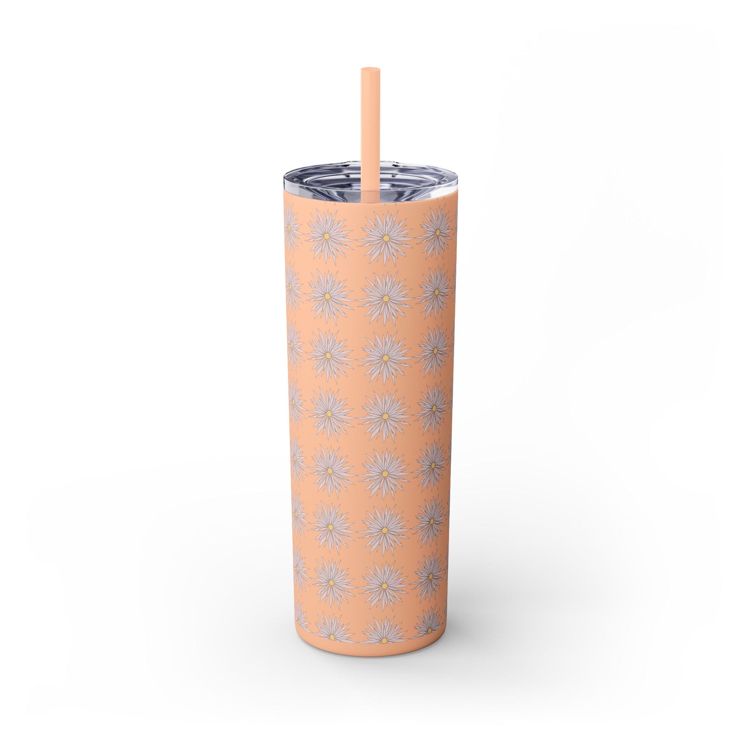 Floral-Skinny Tumbler with Straw, 20oz