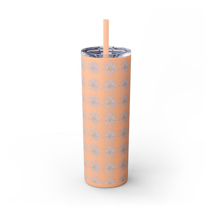 Floral-Skinny Tumbler with Straw, 20oz