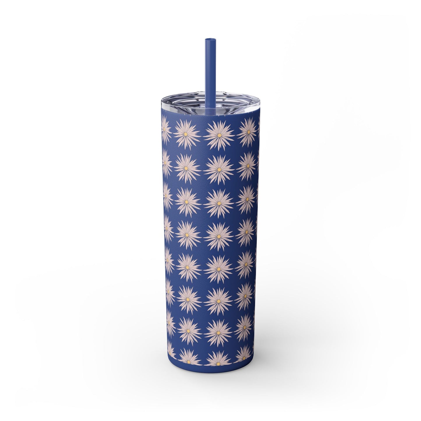 Floral-Skinny Tumbler with Straw, 20oz