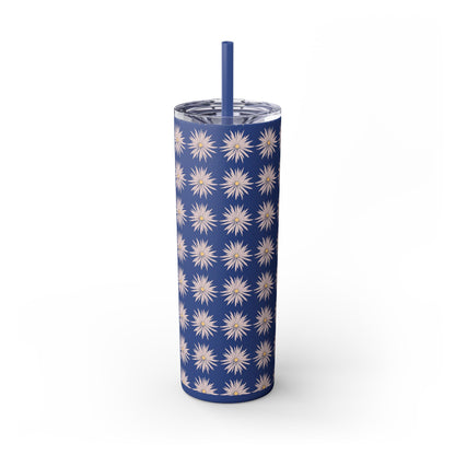 Floral-Skinny Tumbler with Straw, 20oz