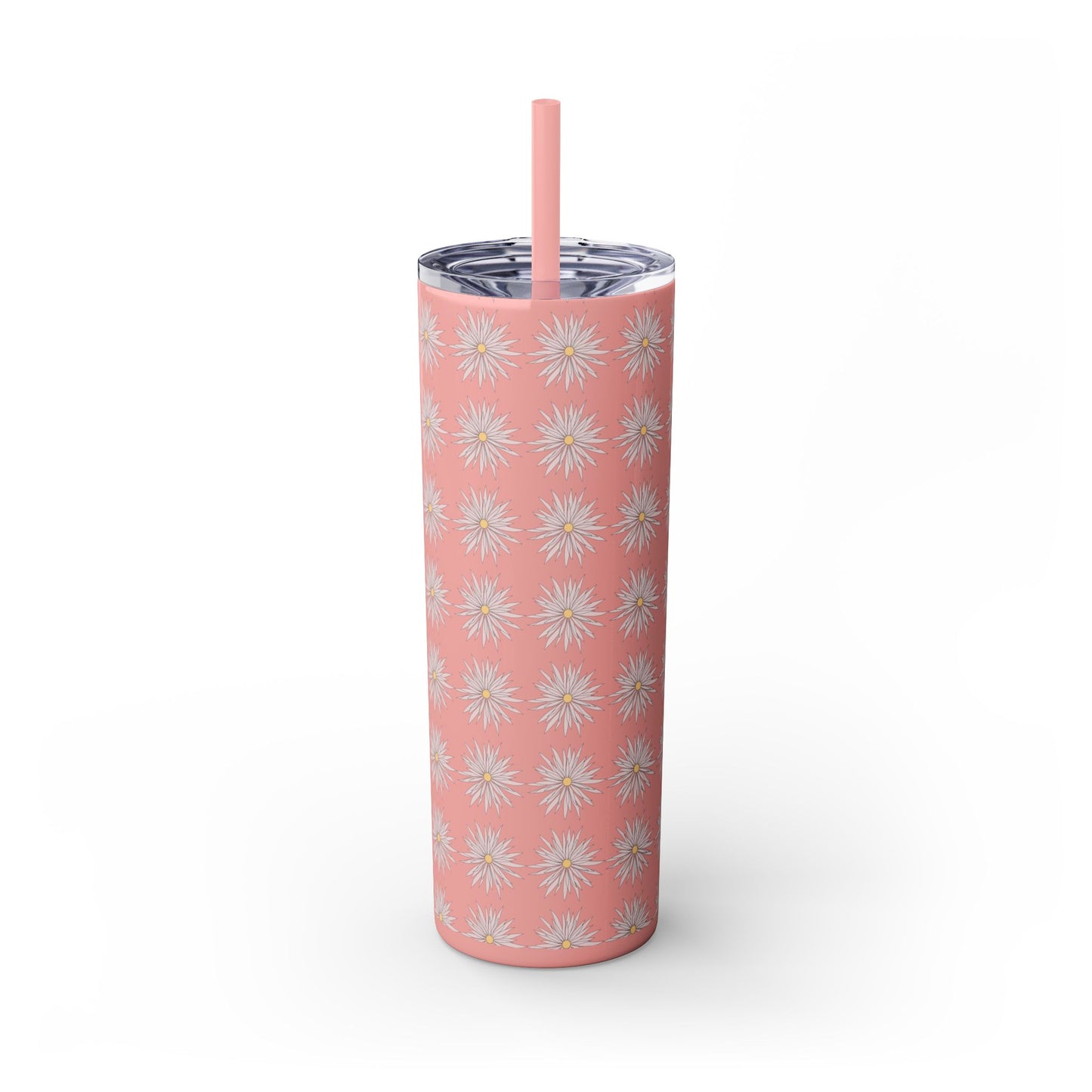 Floral-Skinny Tumbler with Straw, 20oz