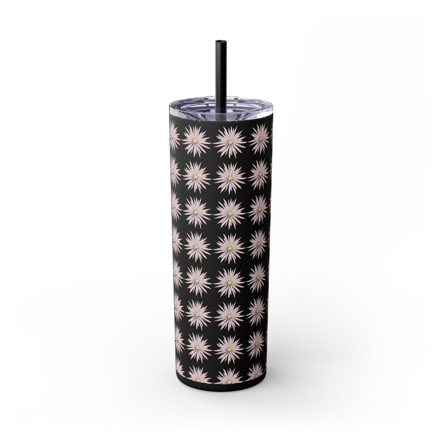 Floral-Skinny Tumbler with Straw, 20oz