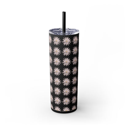 Floral-Skinny Tumbler with Straw, 20oz