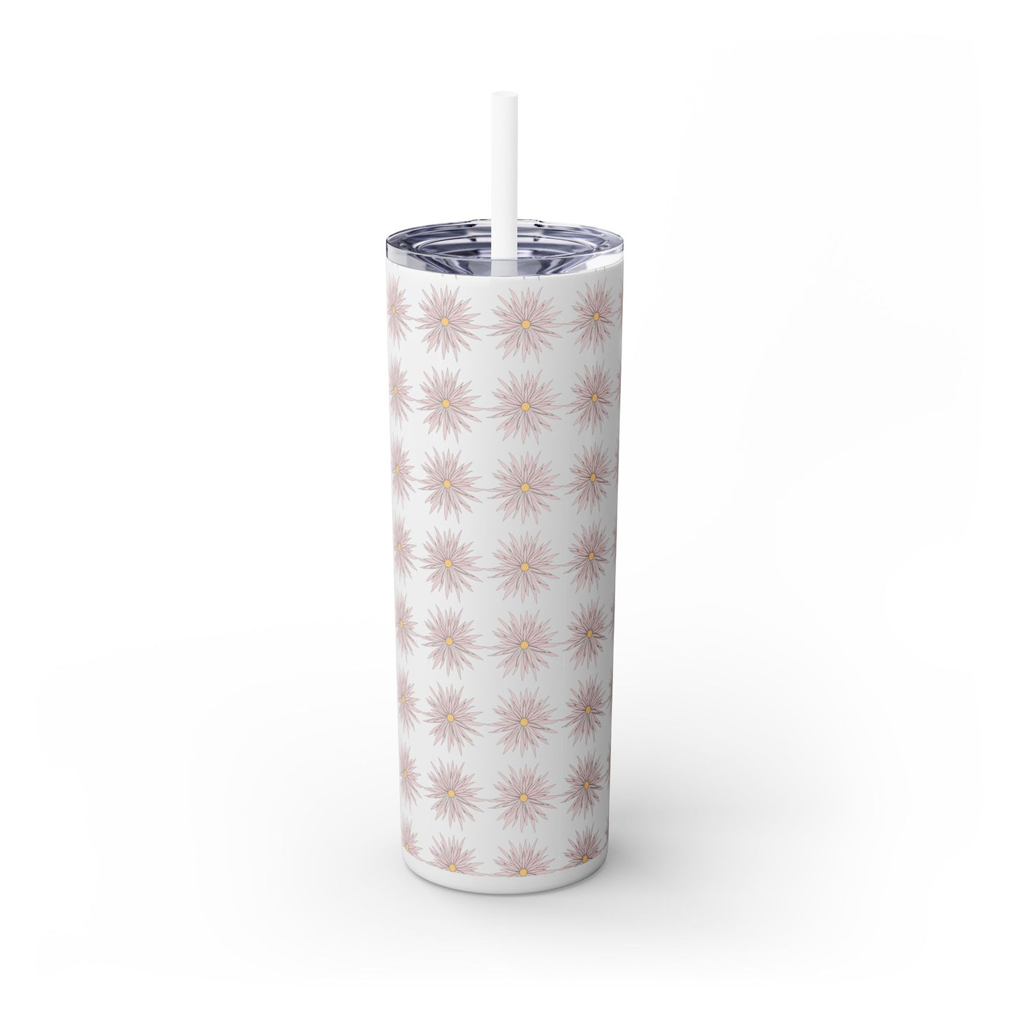 Floral-Skinny Tumbler with Straw, 20oz