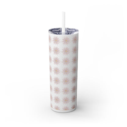 Floral-Skinny Tumbler with Straw, 20oz