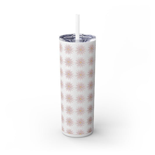 Floral-Skinny Tumbler with Straw, 20oz