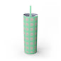 Floral-Skinny Tumbler with Straw, 20oz