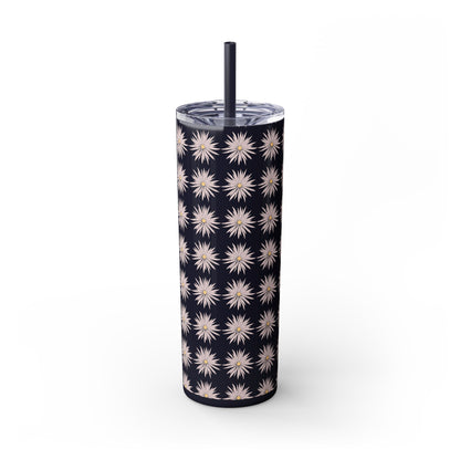 Floral-Skinny Tumbler with Straw, 20oz